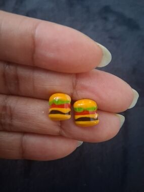 Novelty Pair Cheese Burger Stud Earrings